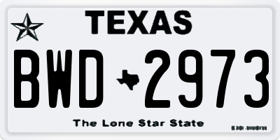 TX license plate BWD2973