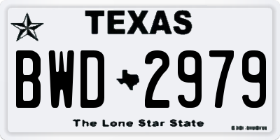 TX license plate BWD2979
