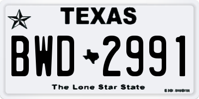 TX license plate BWD2991