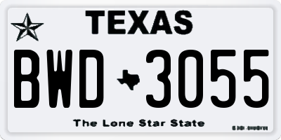 TX license plate BWD3055