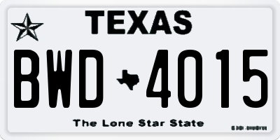 TX license plate BWD4015