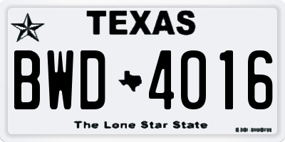 TX license plate BWD4016