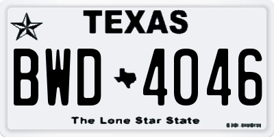 TX license plate BWD4046