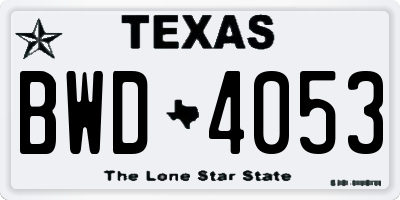 TX license plate BWD4053