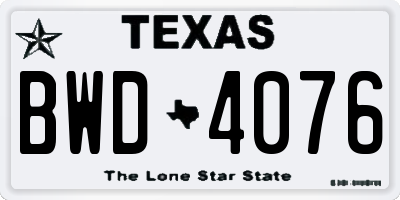 TX license plate BWD4076