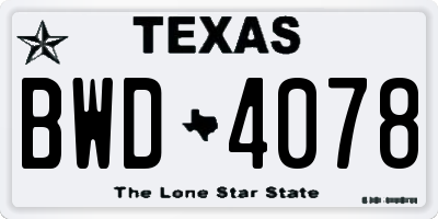 TX license plate BWD4078
