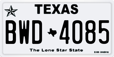 TX license plate BWD4085