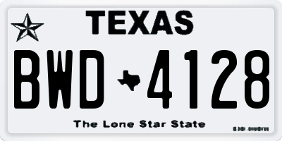 TX license plate BWD4128
