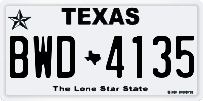 TX license plate BWD4135