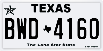 TX license plate BWD4160