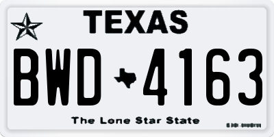 TX license plate BWD4163