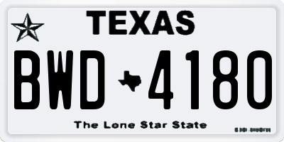 TX license plate BWD4180