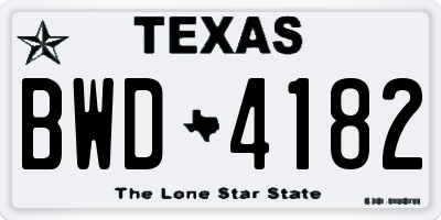 TX license plate BWD4182