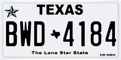 TX license plate BWD4184