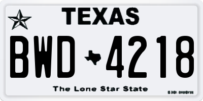 TX license plate BWD4218