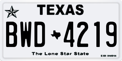 TX license plate BWD4219