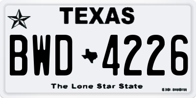 TX license plate BWD4226