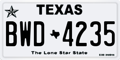 TX license plate BWD4235