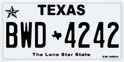 TX license plate BWD4242
