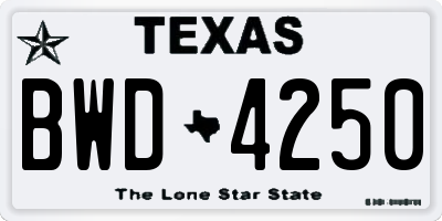 TX license plate BWD4250