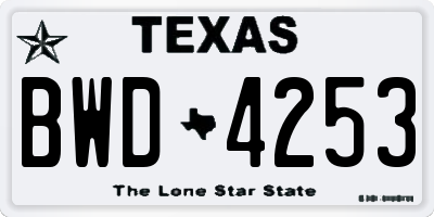 TX license plate BWD4253