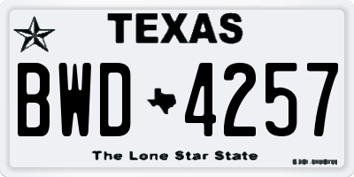 TX license plate BWD4257
