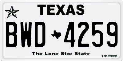TX license plate BWD4259
