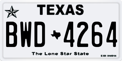 TX license plate BWD4264