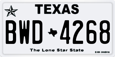 TX license plate BWD4268