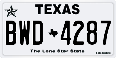 TX license plate BWD4287