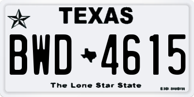 TX license plate BWD4615