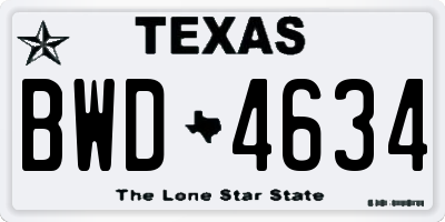 TX license plate BWD4634