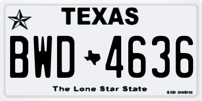 TX license plate BWD4636