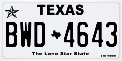 TX license plate BWD4643