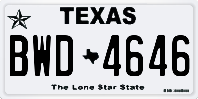 TX license plate BWD4646