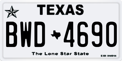 TX license plate BWD4690