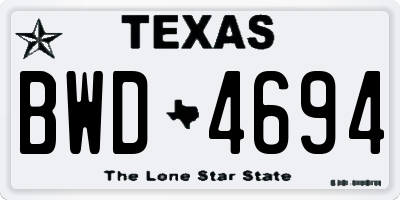 TX license plate BWD4694
