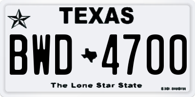 TX license plate BWD4700