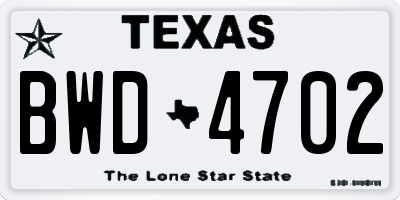 TX license plate BWD4702
