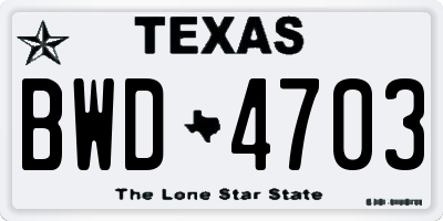 TX license plate BWD4703