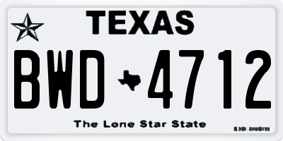 TX license plate BWD4712