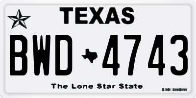 TX license plate BWD4743