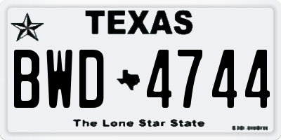 TX license plate BWD4744