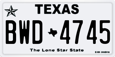 TX license plate BWD4745