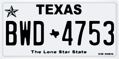 TX license plate BWD4753