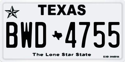 TX license plate BWD4755