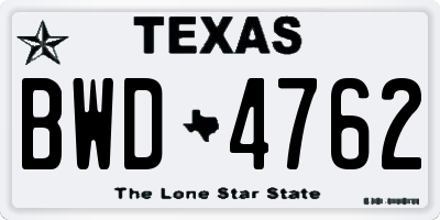 TX license plate BWD4762