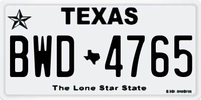 TX license plate BWD4765