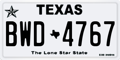 TX license plate BWD4767