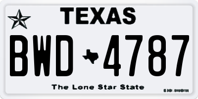 TX license plate BWD4787